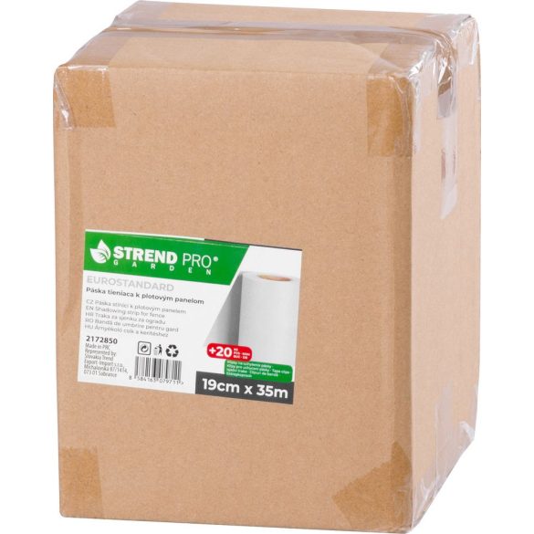 Árnyékoló szalag kerítésre, Strend Pro Garden Eurostandard, 19 cm x 35 m, antracit, kerítéspanelekhez, 20 db rögzítő klipsszel