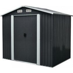   Kerti ház, Strend Pro Garden, 236 × 174 × 206 cm, antracit, fémlemez, korrózióálló, dupla tolóajtó, 4 szellőzőnyílás, horganyzott keret, opcionális padlószerkezet