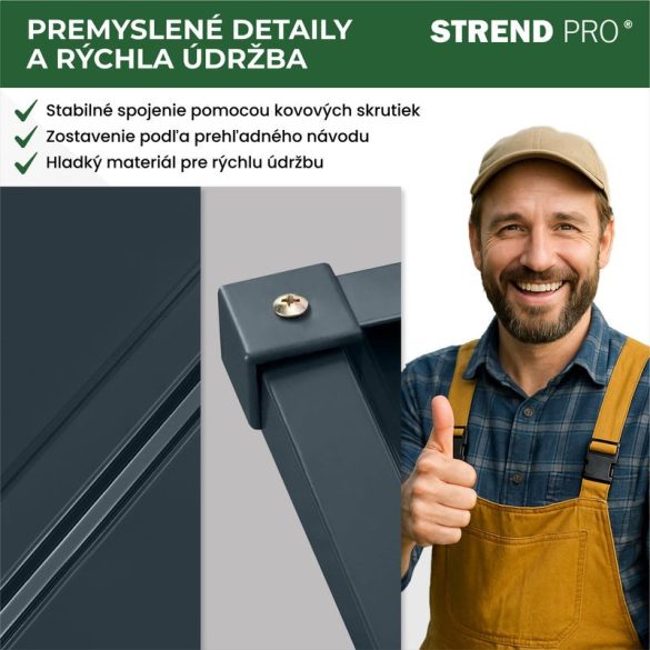 Robotfűnyíró garázs, Strend Pro Garden, antracit, fémlemez, horganyzott keret, korrózióálló, UV-védelem, gyorsan szerelhető