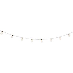   Napelemes kerti fényfüzér, Strend Pro Garden, izzó alakú, 10 LED, 2,7 m + 3 m kábel, akkumulátoros, automatikus kapcsolás