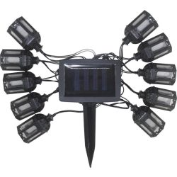   Napelemes kerti fényfüzér, Strend Pro Garden, lámpás kivitel, fekete, 10 LED, 1,8 m + 2 m kábel, akkumulátoros, automatikus kapcsolás, kültéri