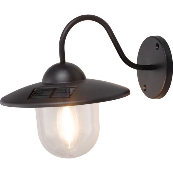 Napelemes fali lámpa, Strend Pro Garden, fekete, 23,5 × 18 × 20 cm, 1 LED, kültéri, műanyag, akkumulátoros, automatikus kapcsolás