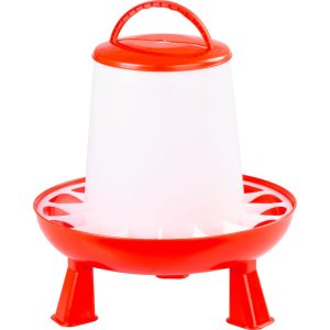 Baromfi etető, Strend Pro Garden Goodfarm, 6 kg, piros, műanyag, lábakkal, védőrácsos, folyamatos takarmányadagolás