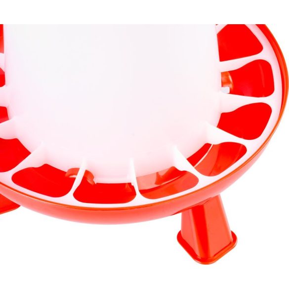 Baromfi etető, Strend Pro Garden Goodfarm, 9 kg, piros, műanyag, lábakkal, védőrácsos, folyamatos takarmányadagolás