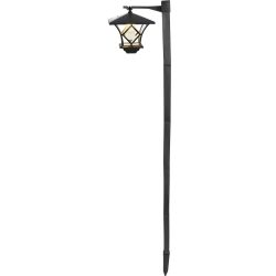   Napelemes kerti lámpa, Strend Pro Garden Zia, fekete, 17 x 17 x 153 cm, 2 LED, melegfehér fényű, vízálló, ABS + PP, földbe szúrható, akkumulátoros