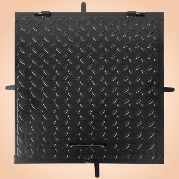 Fém aknafedlap, Strend Pro MC50, fekete, 500 x 500 mm, zárható, lemezvastagság: 3 mm, csúszásgátló felület, UV-álló, 150 kg teherbírás