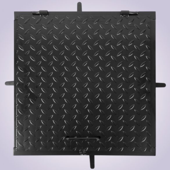 Fém aknafedlap, Strend Pro MC50, fekete, 500 x 500 mm, zárható, lemezvastagság: 3 mm, csúszásgátló felület, UV-álló, 150 kg teherbírás