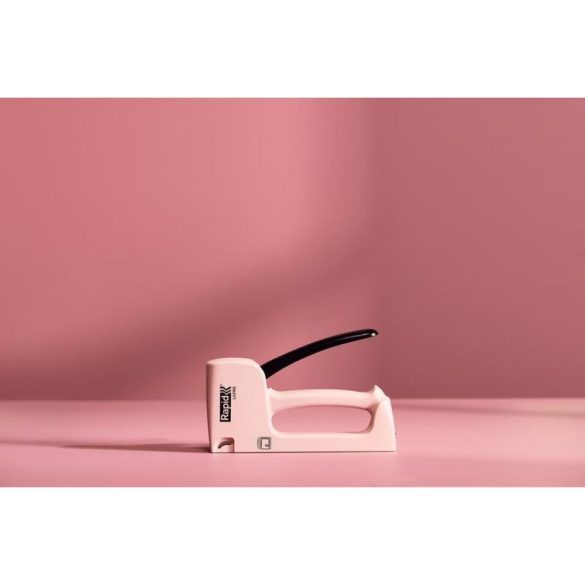 Kézi tűzőgép, Rapid Spirit of Sweden Ljung R13, rózsaszín, 4–10 mm kapocshossz, 13-as kapcsokhoz, műanyag burkolat, acél mechanika, kárpitos