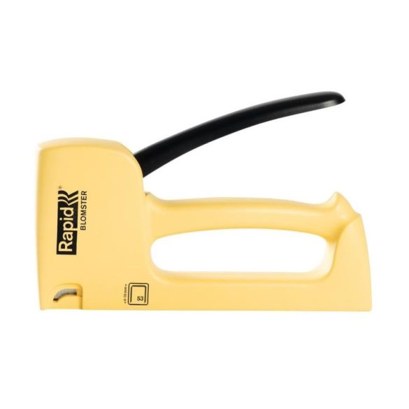 Kézi tűzőgép, Rapid Spirit of Sweden Blomster R53, sárga, 4–10 mm kapocshossz, 53-as kapcsokhoz, műanyag burkolat, acél mechanika, kárpitos