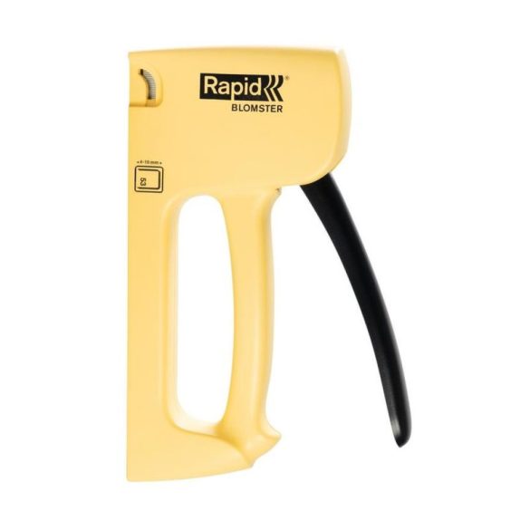 Kézi tűzőgép, Rapid Spirit of Sweden Blomster R53, sárga, 4–10 mm kapocshossz, 53-as kapcsokhoz, műanyag burkolat, acél mechanika, kárpitos