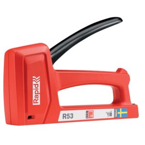 Kézi tűzőgép, Rapid R53, piros, 4–10 mm kapocshossz, 53-as kapcsokhoz, műanyag burkolat, acél mechanika, kárpitos