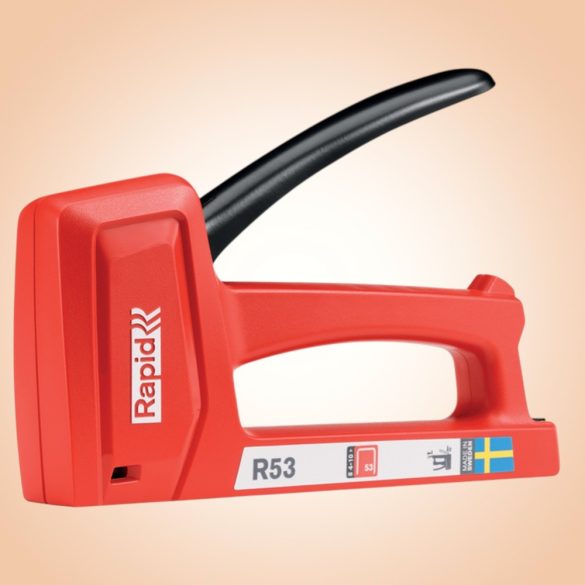 Kézi tűzőgép, Rapid R53, piros, 4–10 mm kapocshossz, 53-as kapcsokhoz, műanyag burkolat, acél mechanika, kárpitos