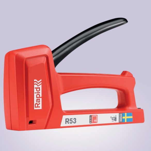 Kézi tűzőgép, Rapid R53, piros, 4–10 mm kapocshossz, 53-as kapcsokhoz, műanyag burkolat, acél mechanika, kárpitos