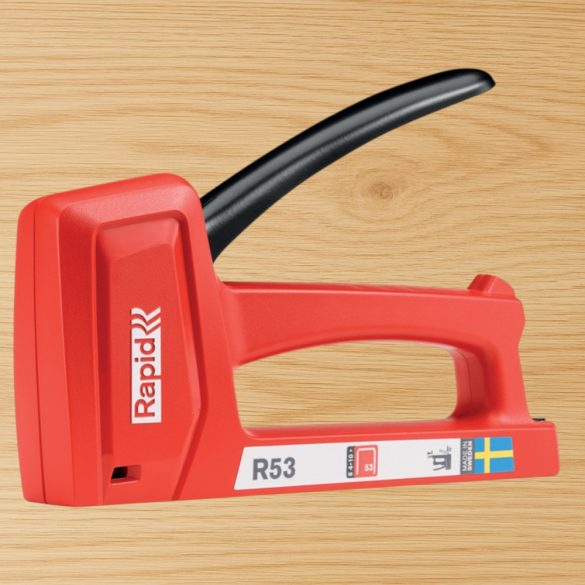 Kézi tűzőgép, Rapid R53, piros, 4–10 mm kapocshossz, 53-as kapcsokhoz, műanyag burkolat, acél mechanika, kárpitos