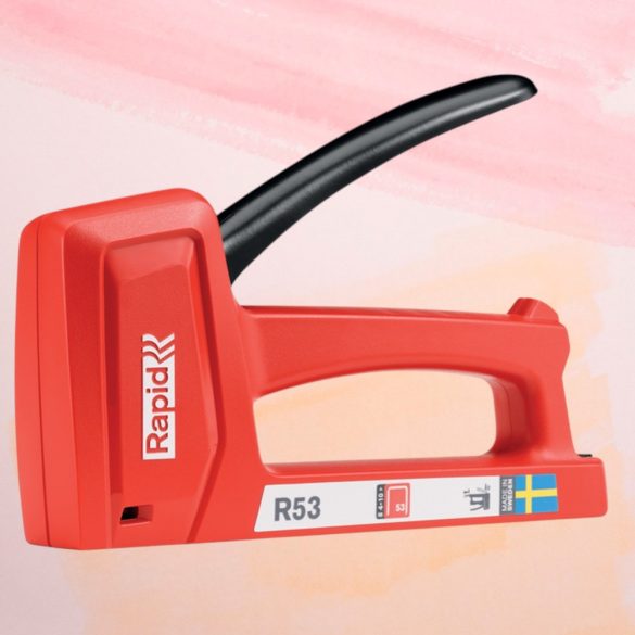 Kézi tűzőgép, Rapid R53, piros, 4–10 mm kapocshossz, 53-as kapcsokhoz, műanyag burkolat, acél mechanika, kárpitos