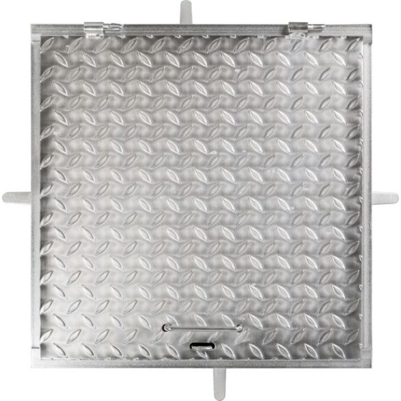 Fém aknafedlap, Strend Pro MC50, ezüst, 500 x 500 mm, zárható, lemezvastagság: 3 mm, csúszásgátló felület, UV-álló, 150 kg teherbírás