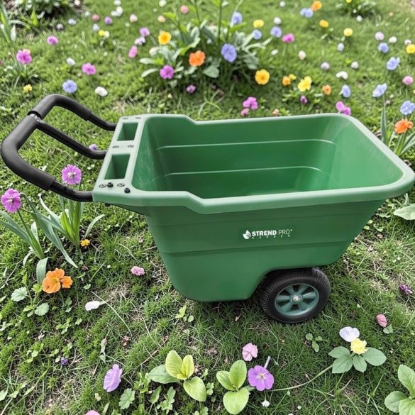 Kétkerekű kocsi, Strend Pro, Handy, 90 l, zöld, 78 × 56 × 40 cm, 50 kg teherbírás, szórásra is alkalmas