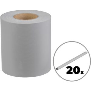 Árnyékoló szalag kerítésre, Strend Pro Garden Eurostandard, 19 cm x 26 m, szürke, PVC, időjárásálló, 1050 g/m2, kerítéspanelekhez, 20 db klipsszel