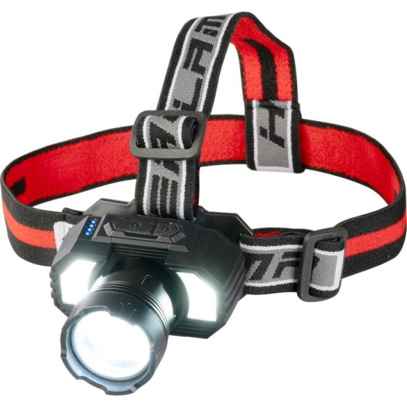 Fejlámpa, Strend Pro XL121807, fekete, 1000 lm, LED, zoom funkció, 1800 mAh Li-ion, USB töltés, akkumulátoros, állítható fejpánt