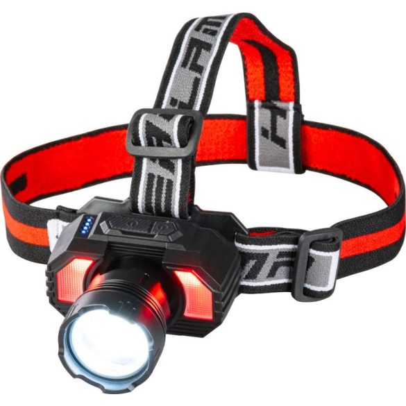 Fejlámpa, Strend Pro XL121807, fekete, 1000 lm, LED, zoom funkció, 1800 mAh Li-ion, USB töltés, akkumulátoros, állítható fejpánt