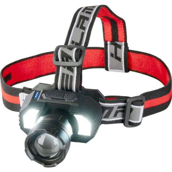 Fejlámpa, Strend Pro XL121807, fekete, 1000 lm, LED, zoom funkció, 1800 mAh Li-ion, USB töltés, akkumulátoros, állítható fejpánt