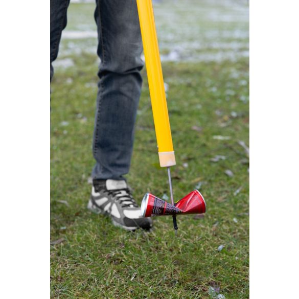 Kézi szemétszedő, Strend Pro, sárga, 130 cm, üvegszálas nyél, acél tüske, hajlás nélkül használható, kerti és közterületi szemétszedéshez