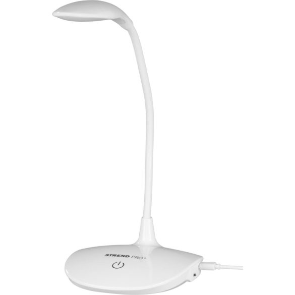 Asztali lámpa, Strend Pro, 43 × 13 × 12 cm, fehér, fényerő-szabályozható, meleg fény (2500–2700 K), USB-C, akkumulátoros, 2 W, flexibilis kar