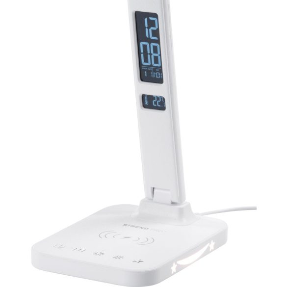 Asztali lámpa, Strend Pro, 17,5 × 13 × 37 cm, vezeték nélküli töltés, 10 W, érintésvezérlés, LCD kijelző, 5 fényerő, 5 színhőmérséklet, LED 500 lm
