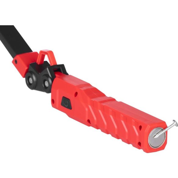 Munkalámpa, Strend Pro Worklight F05D333, piros, 19,5–36 cm, COB LED, 6 W, USB töltés, akkumulátoros, mágneses tartó, 230°-ban forgatható fej