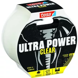   Ragasztószalag, Tesa, Ultra Power Clear, átlátszó, 4,8 cm x 10 m, PE, vízálló, UV-álló, erős, kézzel téphető, üveghez, műanyaghoz