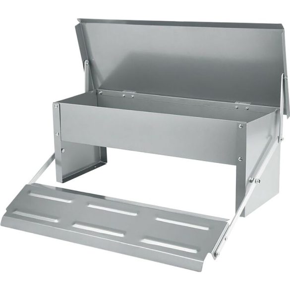 Baromfi etető, Strend Pro Garden, 5 kg kapacitás, 51 x 37 x 19 cm, automata, taposó mechanizmus, horganyzott