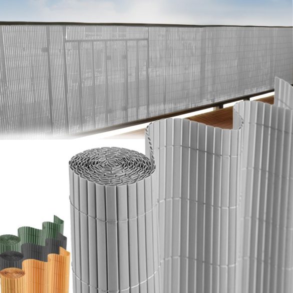 Lamellás kerítés, Strend Pro Garden Ence DF13, szürke, 90 cm x 3 m, PVC lamellák, 1300 g/m2, UV-álló, árnyékoló
