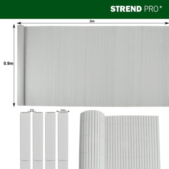 Lamellás kerítés, Strend Pro Garden Ence DF13, szürke, 90 cm x 3 m, PVC lamellák, 1300 g/m2, UV-álló, árnyékoló