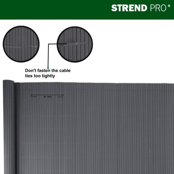 Lamellás kerítés, Strend Pro Garden Ence DF13, antracit, 100 cm x 3 m, PVC lamellák, 1300 g/m2, UV-álló, árnyékoló