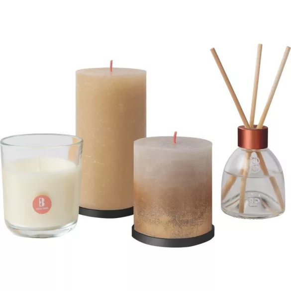 Gyertya és diffúzor ajándékszett, Bolsius, Otthon, édes otthon, 3 db gyertya + 60 ml diffúzor, vanília illat, rusztikus, karácsonyi