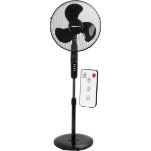 Álló ventilátor, Strend Pro, fekete, 45 W, átmérő: 40 cm, távirányítós, 3 sebességfokozat, teleszkópos, magasság: 100-125 cm, időzítő