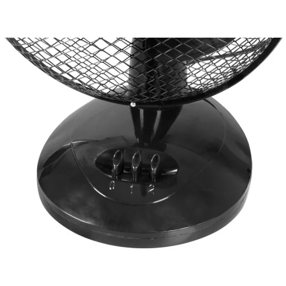 Asztali ventilátor, Strend Pro, fekete, 25 W, átmérő: 23 cm, 2 sebességfokozat, magasság: 37 cm