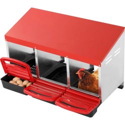   Tojófészek, Strend Pro, 79,6 x 47,5 x 52,5 cm, szürke, 3 rekeszes, fém és műanyag, 3 tojótyúk számára, korrózióálló felület