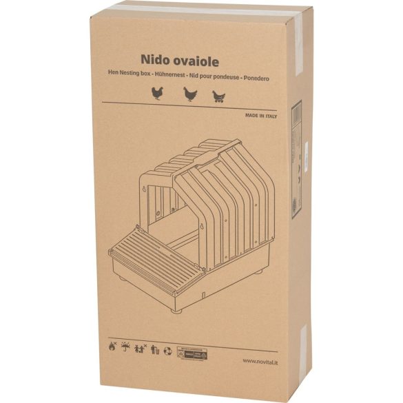 Tojófészek, Novital, 33 × 18,5 × 64,5 cm, piros/szürke, 1 rekeszes, műanyag, 1 tojótyúk számára, levehető fedéllel