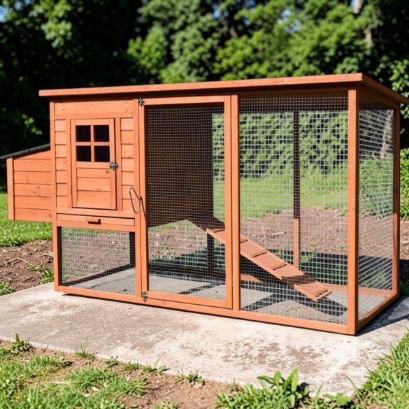 Tyúkól, Strend Pro Garden, 2 × 0,755 × 1,03 m, fából készült, időjárásálló tetővel, dróthálóval, rámpával, kifutóval, 1/1 fedés