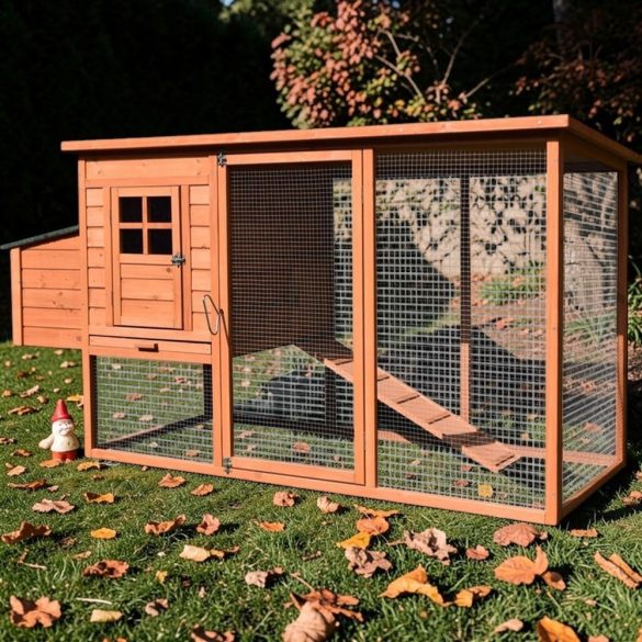 Tyúkól, Strend Pro Garden, 2 × 0,755 × 1,03 m, fából készült, időjárásálló tetővel, dróthálóval, rámpával, kifutóval, 1/1 fedés