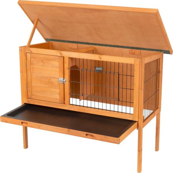 Nyúlketrec, Strend Pro Garden, 91,5 x 45 x 70 cm, fából készült, dróthálós kifutó, felnyitható tető, kihúzható fiók, emelt lábak