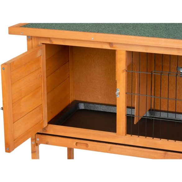 Nyúlketrec, Strend Pro Garden, 91,5 x 45 x 70 cm, fából készült, dróthálós kifutó, felnyitható tető, kihúzható fiók, emelt lábak