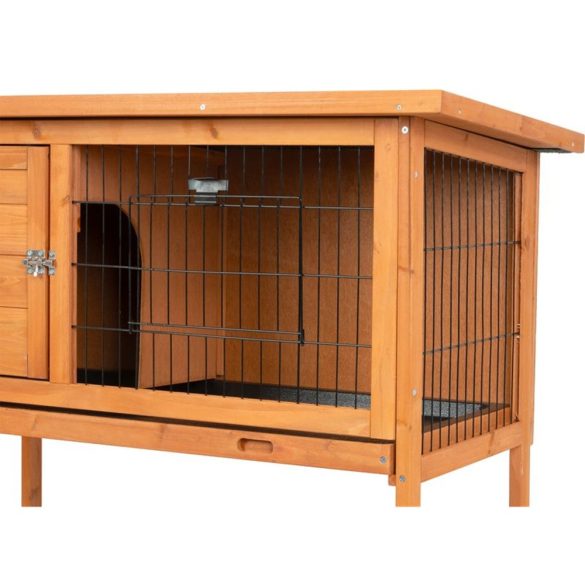 Nyúlketrec, Strend Pro Garden, 91,5 x 45 x 70 cm, fából készült, dróthálós kifutó, felnyitható tető, kihúzható fiók, emelt lábak