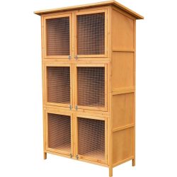   Nyúlketrec, Strend Pro Garden, 116 x 60 x 180 cm, fából készült, dróthálós ajtó, tetővel, 3 szintes, 6 ajtós