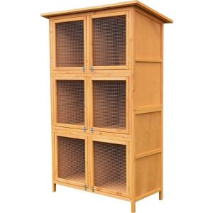 Nyúlketrec, Strend Pro Garden, 116 x 60 x 180 cm, fából készült, dróthálós ajtó, tetővel, 3 szintes, 6 ajtós