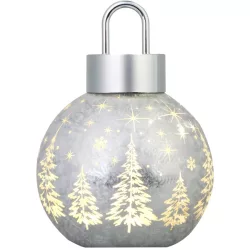   Karácsonyi dekoráció, MagicHome Vianoce, üveg, 12 x 12 x 18 cm, ezüst, 10 db melegfehér LED, elemes (2 x AA)