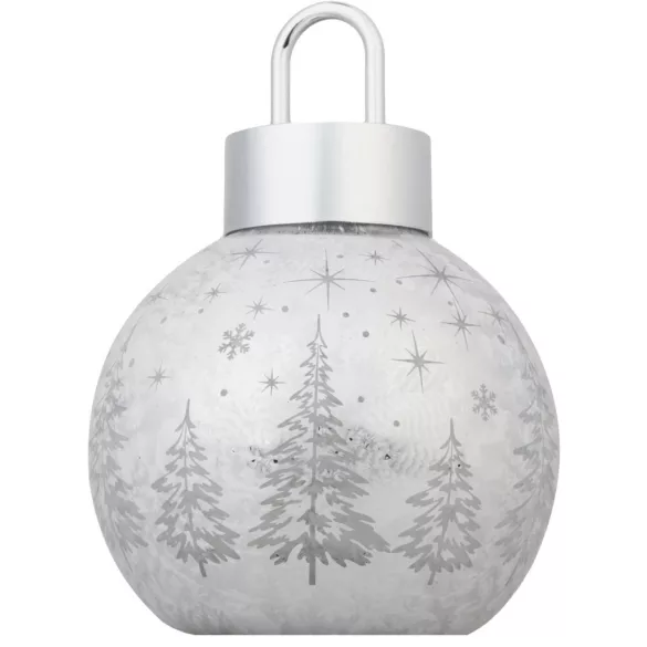 Karácsonyi dekoráció, MagicHome Vianoce, üveg, 12 x 12 x 18 cm, ezüst, 10 db melegfehér LED, elemes (2 x AA)