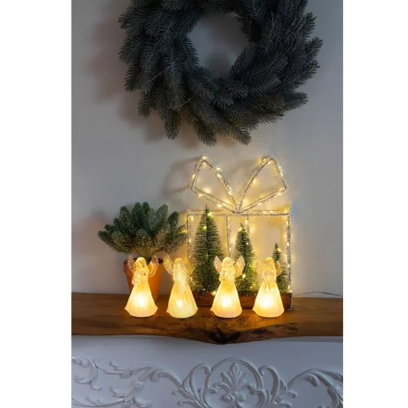 MagicHome karácsonyi dekoráció, akril, 80 melegfehér LED, 21 x 5 x 28 cm, elemes, ajándék formájú, beltéri és kültéri használatra