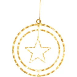   Karácsonyi dekoráció, MagicHome Vianoce, csillag, 32,5 x 36 cm, 80 db melegfehér LED, műanyag, elemes (3 x AA)